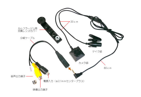 ボタン・ネジ擬装型CCDカメラ暗視タイプ　SVR-41NiIRの各部名称