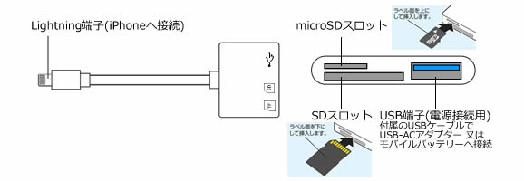 コスパの高いiPhone用SD／microSDカードリーダー　CN-22SDRの各部名称