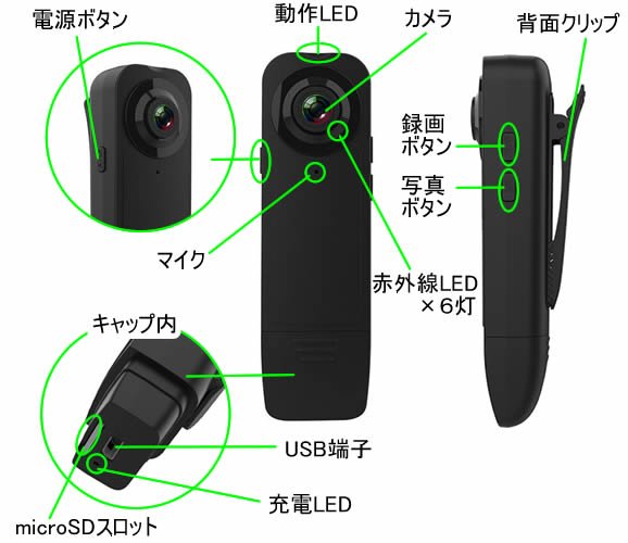 CN-A18 広角レンズ搭載不可視暗視対応SD録画式小型防犯カメラ 【コニー 