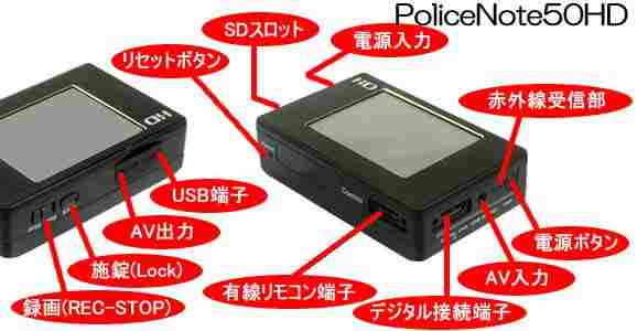 PoliceNote50HDセット デジタル接続可能な小型録画装置「ポリスノート