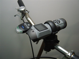 小型・防滴・CCD高画質ビデオカメラ　行楽・アウトドアに最適なスポーツカメラ【CN-SPT01】ハンドルセット図